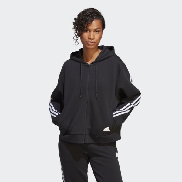 Adidas Future Icons 3-Stripes Full-Zip Hoodie Black