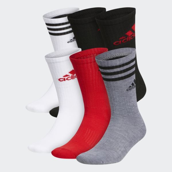 Stylish Cushioned Mixed Crew Socks 6 Pairs Adidas White