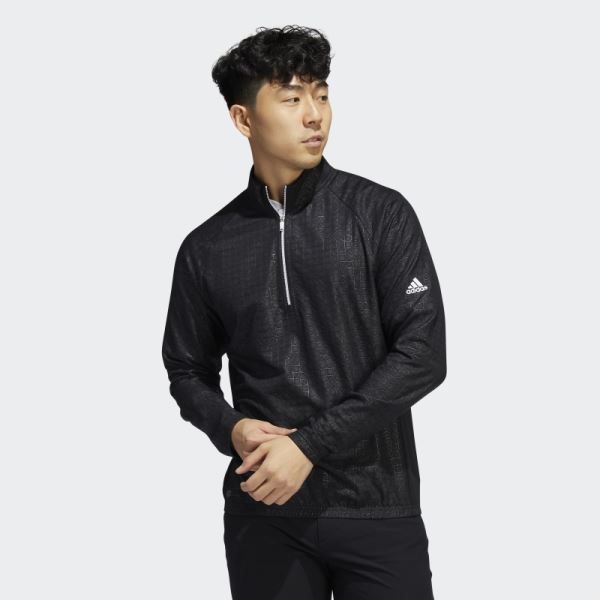 Debossed Quarter-Zip Pullover Adidas Black