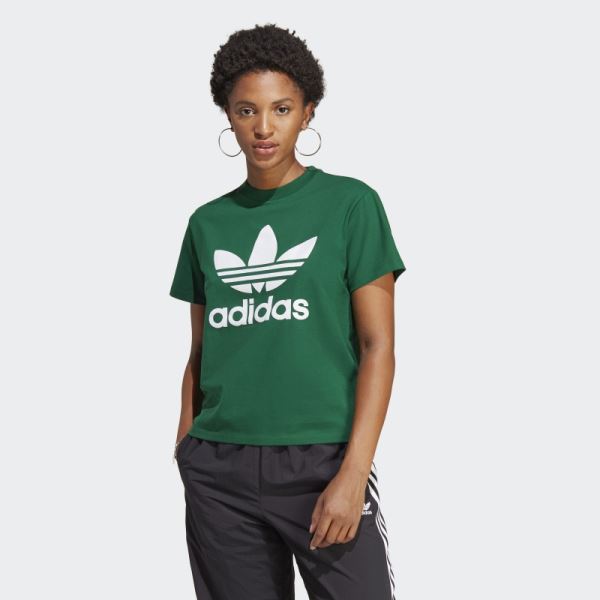 Dark Green Adidas Adicolor Classics Trefoil Tee