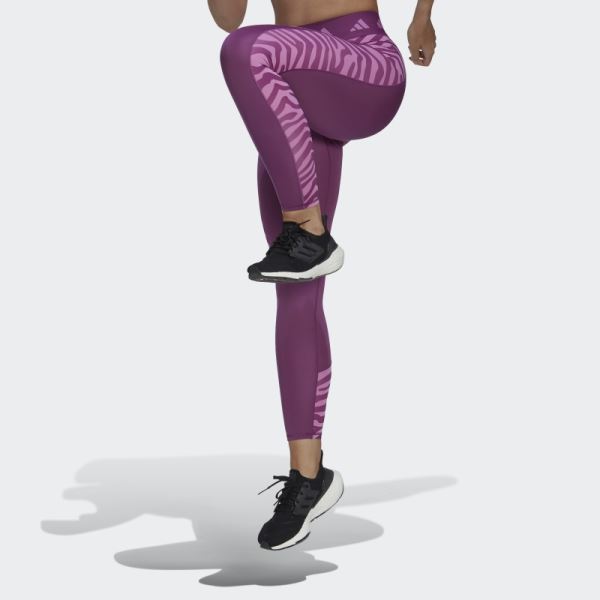 Adidas Rich Mauve Hyperglam Techfit High-Waisted 7/8 Zebra Leggings