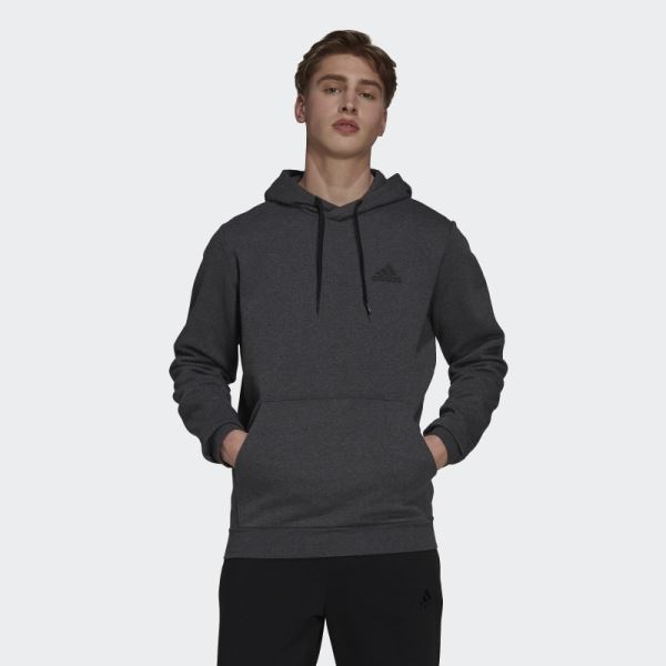 Adidas Essentials Fleece Hoodie Dark Grey Heather