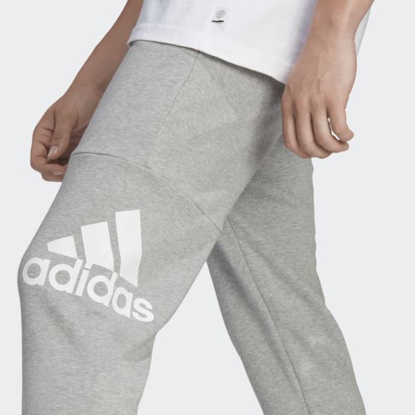 Essentials French Terry Tapered Cuff Logo Pants Medium Grey Adidas