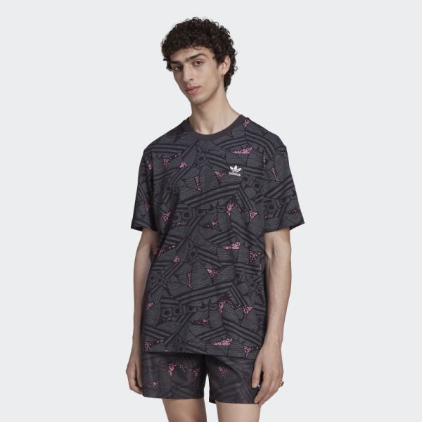 Black Adidas Rekive Trefoil Allover Print T-Shirt