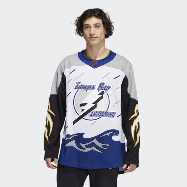 White Adidas Lightning Authentic Reverse Retro Wordmark Jersey