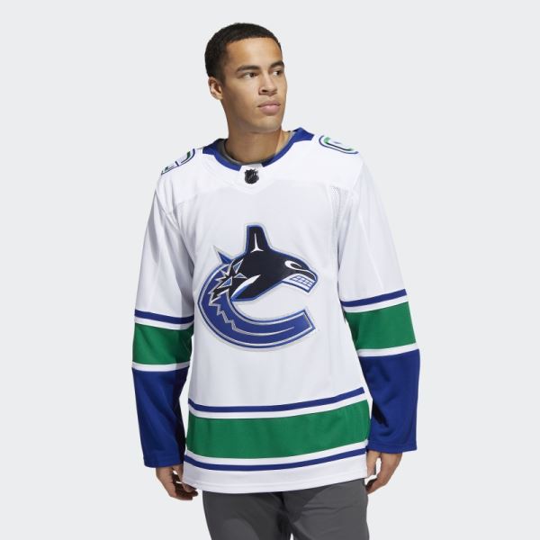 White Canucks Away Authentic Pro Jersey Adidas