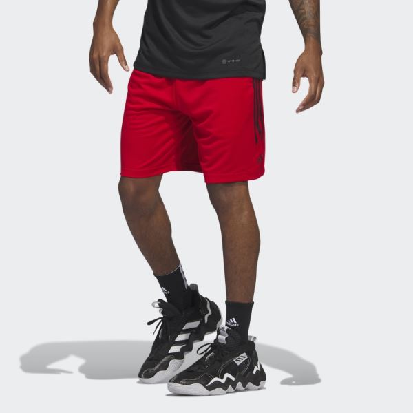 Adidas Legends 3-Stripes Basketball Shorts Scarlet Hot