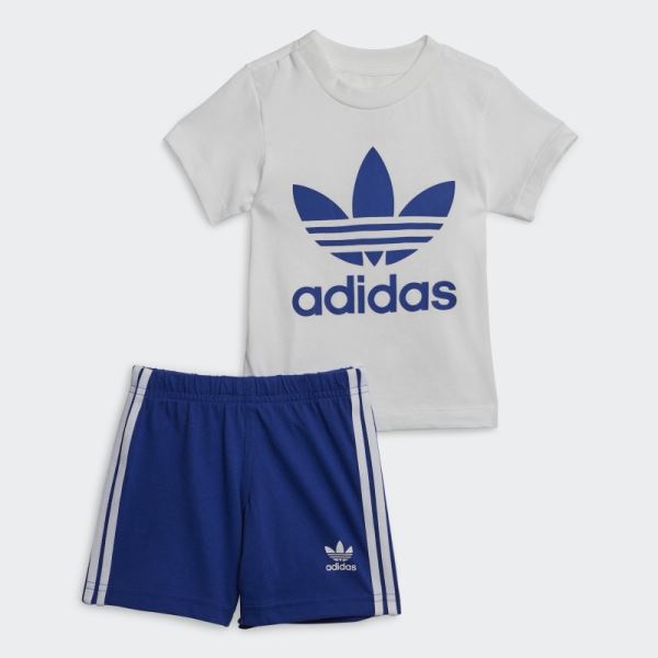 Adidas Blue Trefoil Shorts Tee Set