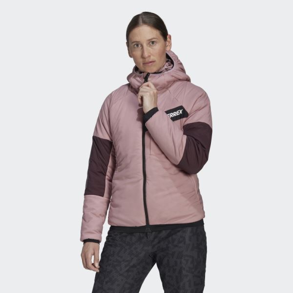 Mauve Adidas TERREX Techrock Stretch PrimaLoft Hooded Jacket