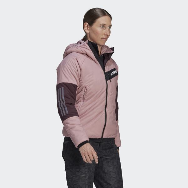 Mauve Adidas TERREX Techrock Stretch PrimaLoft Hooded Jacket