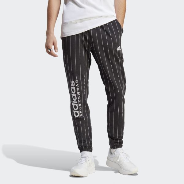 Black Adidas Pinstripe Fleece Pants