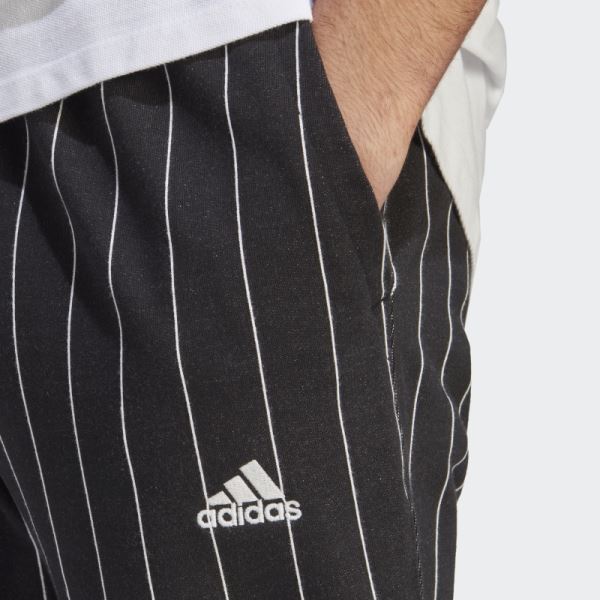 Adidas Pinstripe Fleece Joggers Black