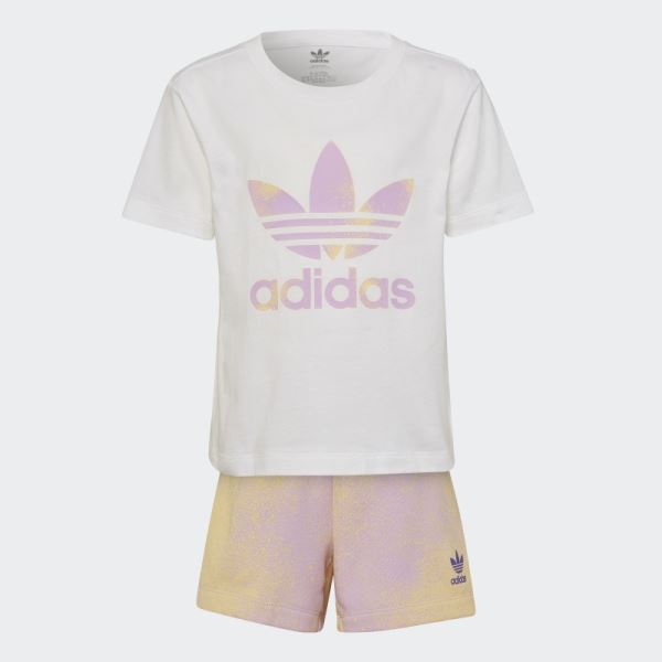 Graphic Logo Shorts and Tee Set White Adidas