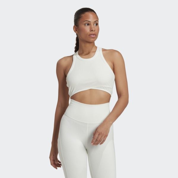 Yoga Studio Wrapped Rib Tank Top Adidas White