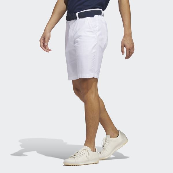 White Adidas Go-To 9-Inch Golf Shorts