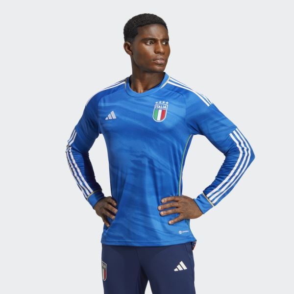 Blue Italy 2023 Home Long Sleeve Jersey Adidas