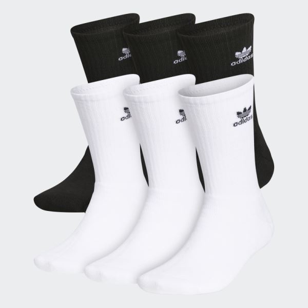 Trefoil Crew Socks 6 Pairs Black Adidas