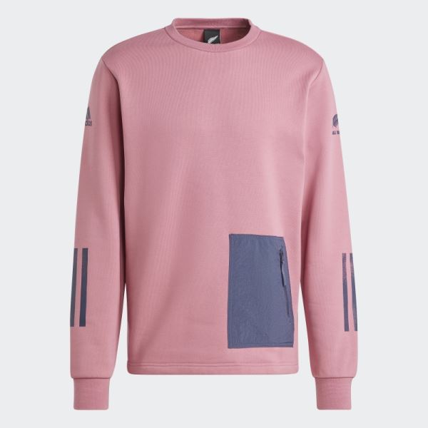 Pink Adidas All Blacks Rugby Lifestyle Crewneck Sweatshirt