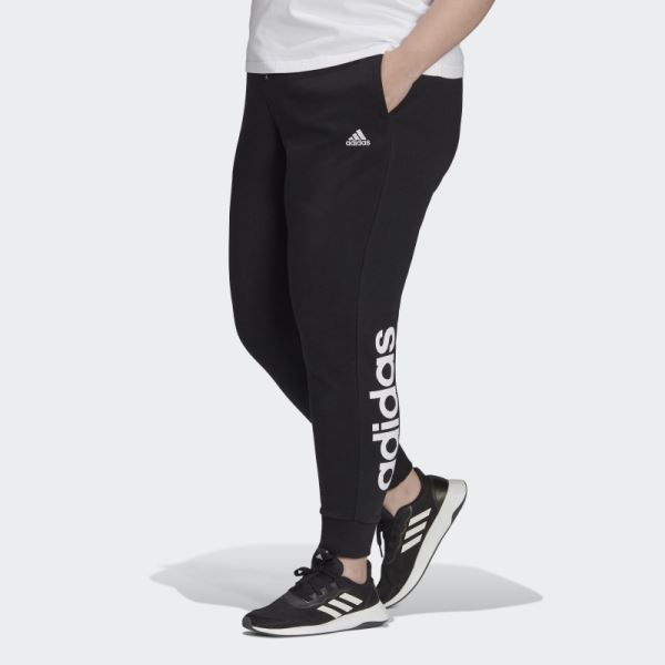 Adidas Black Essentials French Terry Logo Pants (Plus Size)