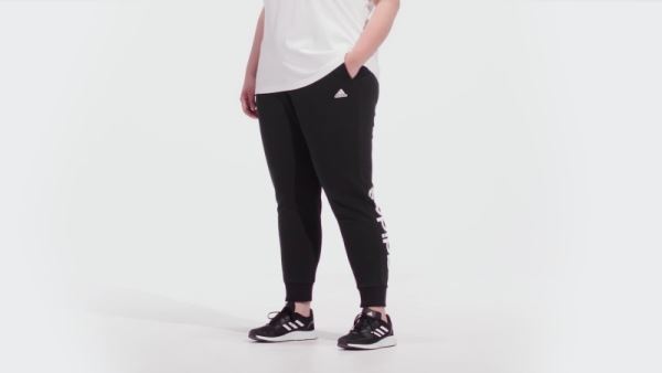 Adidas Black Essentials French Terry Logo Pants (Plus Size)