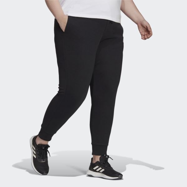 Adidas Black Essentials French Terry Logo Pants (Plus Size)