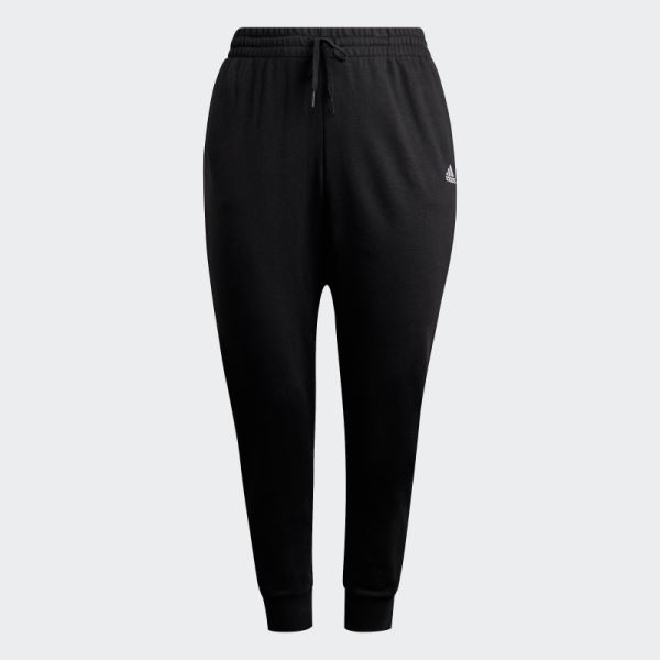 Adidas Black Essentials French Terry Logo Pants (Plus Size)