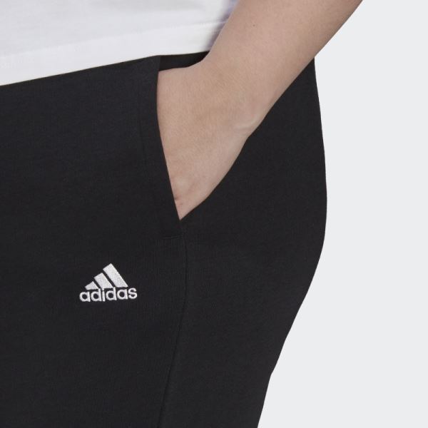 Adidas Black Essentials French Terry Logo Pants (Plus Size)