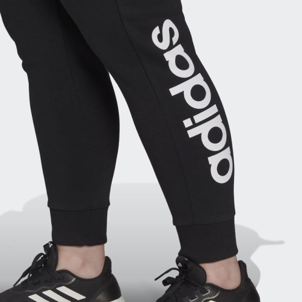 Adidas Black Essentials French Terry Logo Pants (Plus Size)