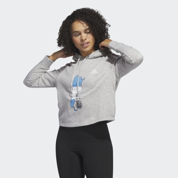 Adidas Grey Argentina Cropped Hoodie