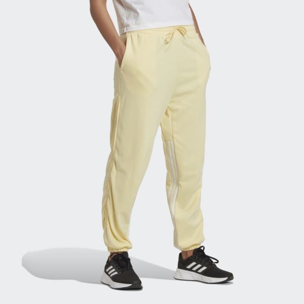 Hyperglam 3-Stripes Oversized Cuffed Joggers with Side Zippers Yellow Adidas