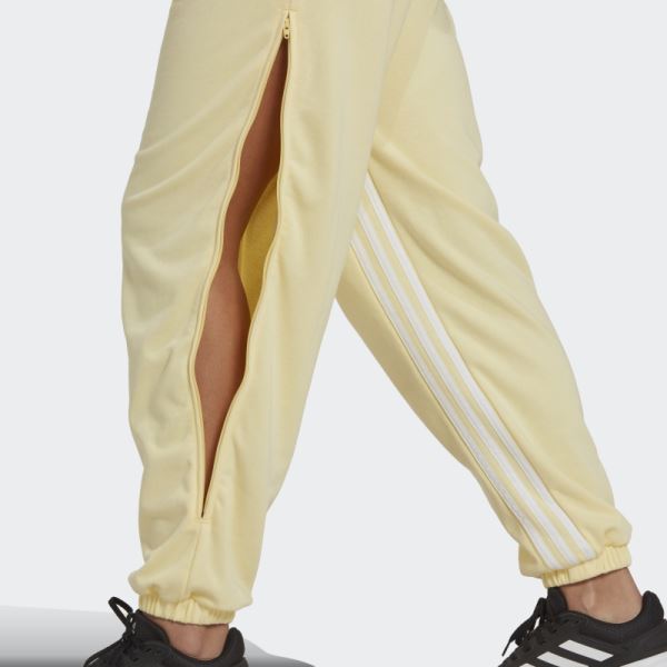 Hyperglam 3-Stripes Oversized Cuffed Joggers with Side Zippers Yellow Adidas