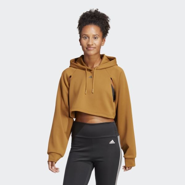 Bronze Adidas HIIT AEROREADY Crop Training Hoodie