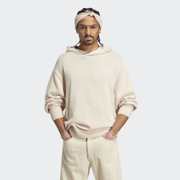 White Adidas Premium Essentials Knit Hoodie