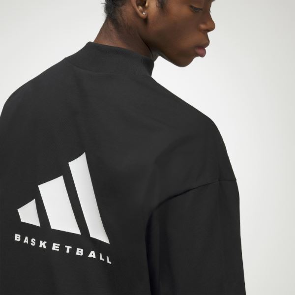 Black Fashion Adidas Basketball Long-Sleeve Top