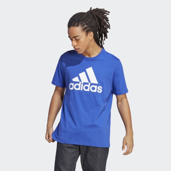 Essentials Single Jersey Big Logo Tee Adidas Blue