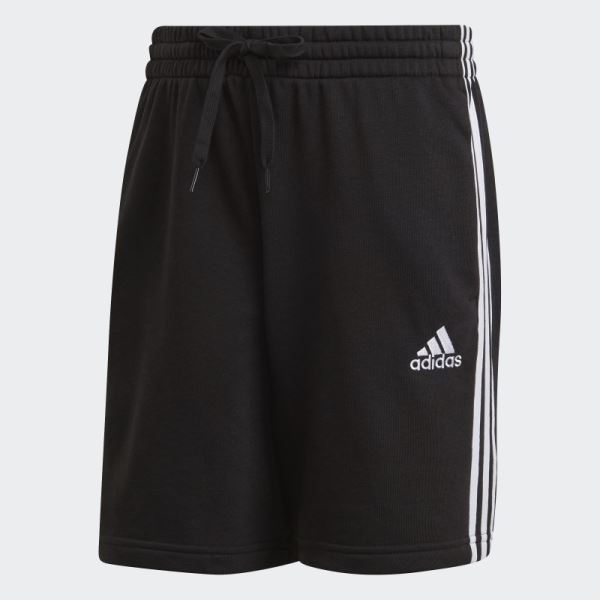 Black Adidas Essentials French Terry 3-Stripes Shorts