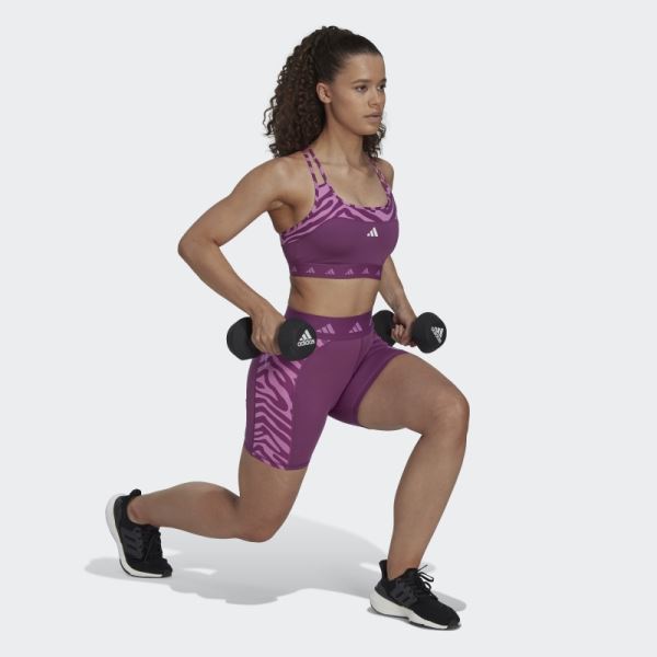 Rich Mauve Hyperglam Techfit Zebra High-Waisted Short Leggings Adidas