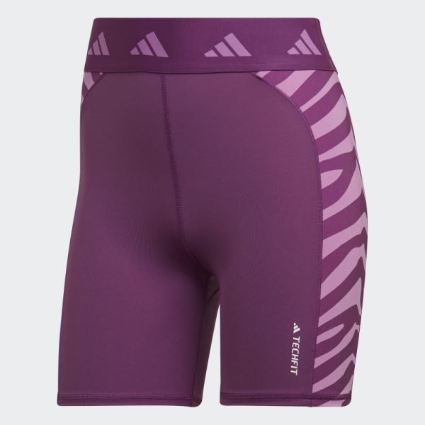 Rich Mauve Hyperglam Techfit Zebra High-Waisted Short Leggings Adidas