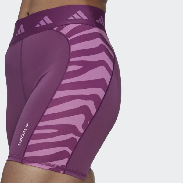 Rich Mauve Hyperglam Techfit Zebra High-Waisted Short Leggings Adidas