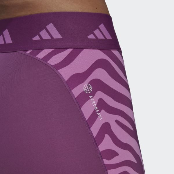 Rich Mauve Hyperglam Techfit Zebra High-Waisted Short Leggings Adidas