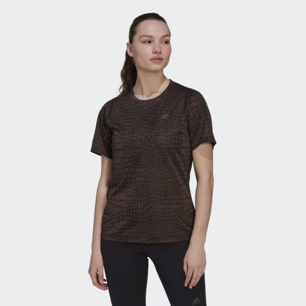 Black Run Icons Crocodile Print Running Tee Adidas