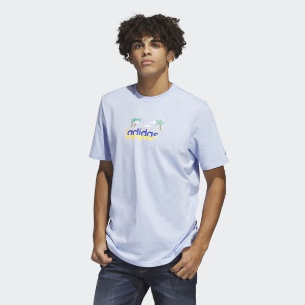 Linear Beach-Bit Short Sleeve Graphic Tee Adidas Blue Dawn