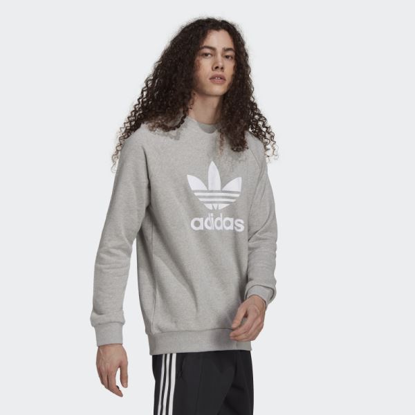 Adidas ADICOLOR CLASSICS TREFOIL CREWNECK SWEATSHIRT Medium Grey