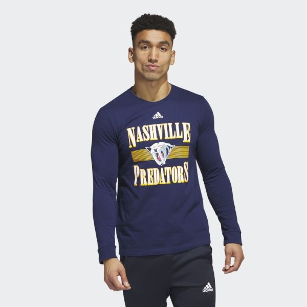 Navy Adidas Predators Playmaker Long Sleeve Tee