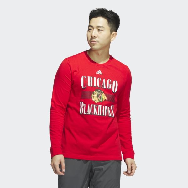 Blackhawks Playmaker Long Sleeve Tee Adidas Red