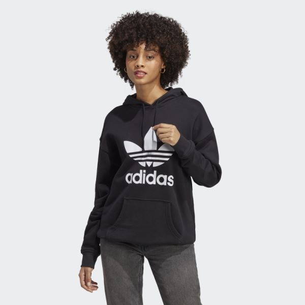 Black Adidas Adicolor Trefoil Hoodie Hot