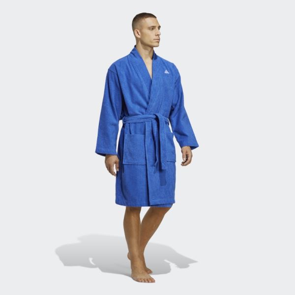 Adidas Cotton Dressing Gown Blue