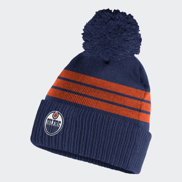 Oilers Cuffed Pom Beanie Adidas Blue