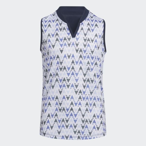 Navy HEAT.RDY Printed Sleeveless Polo Shirt Adidas