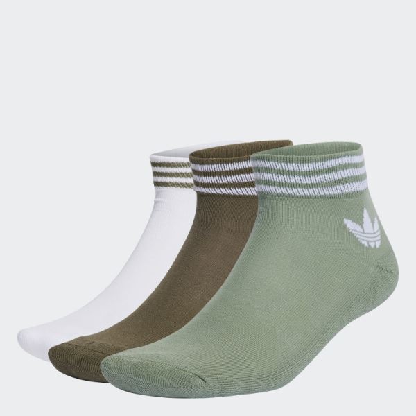 Silver Green TREFOIL ANKLE SOCKS - 3 PAIRS Adidas